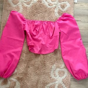 Pink Off-Shoulder Puff Sleeve Top